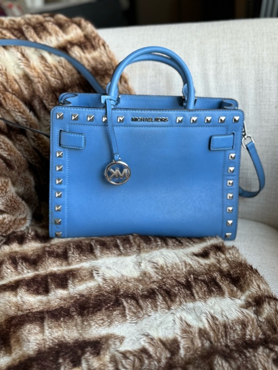 Michael Kors Handbags - Michael Kors Sky Blue Studded Satchel